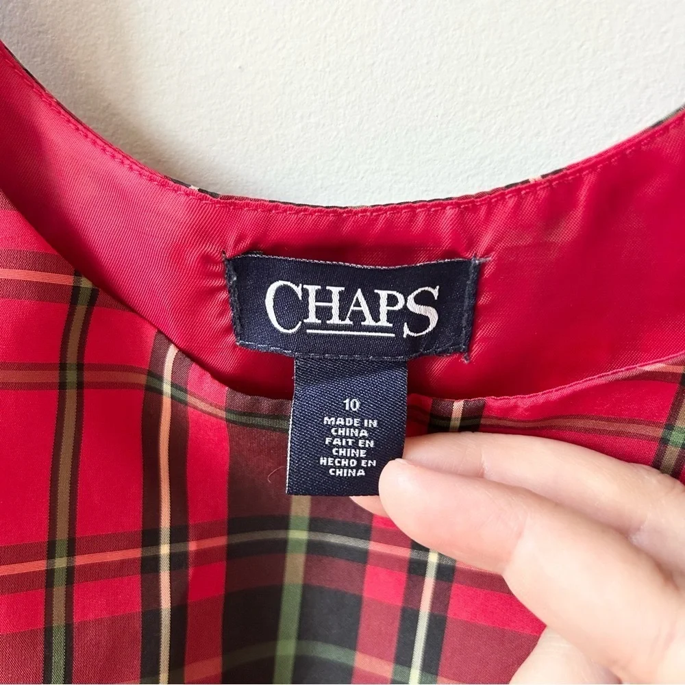 Chaps girls plaid taffeta Christmas winter dress